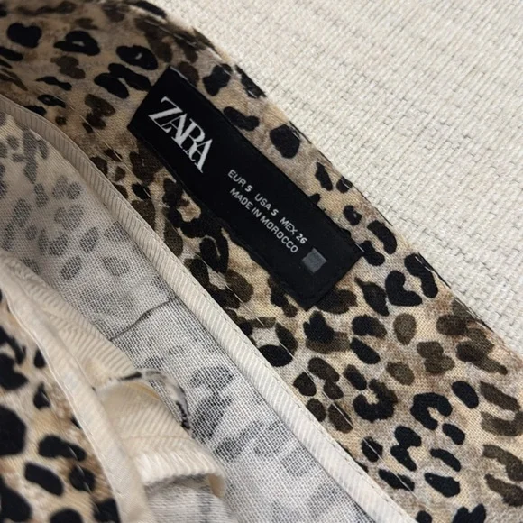 ZARA Leopard Shorts Small BERMUDA ESTAMPADO ANIMAL CON LINO - Picture 5 of 12